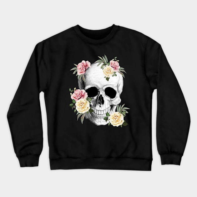 Tribe Skull With roses Crewneck Sweatshirt by Collagedream